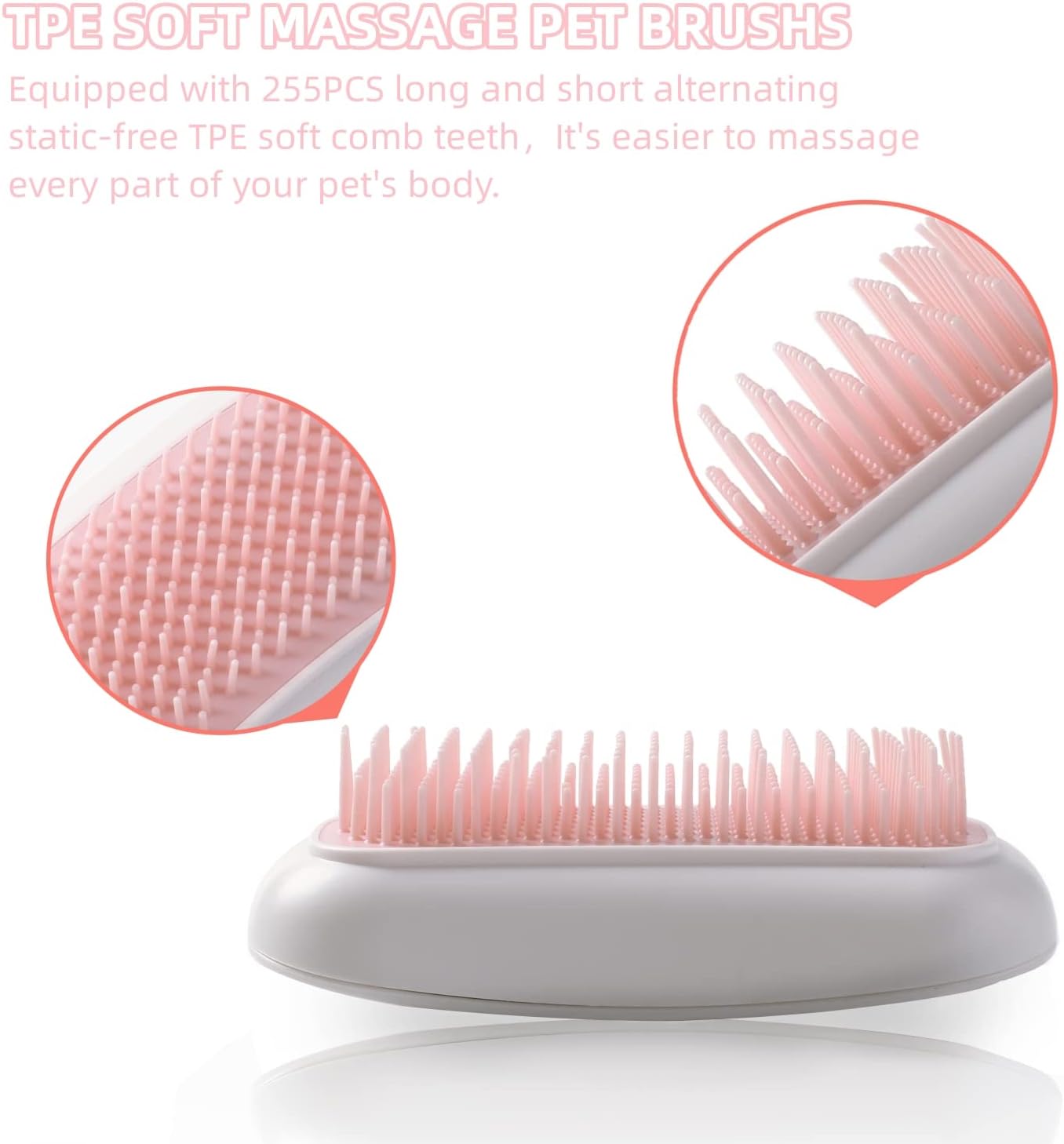 Portable Electric Massage Brush For Cats Dogs Pink