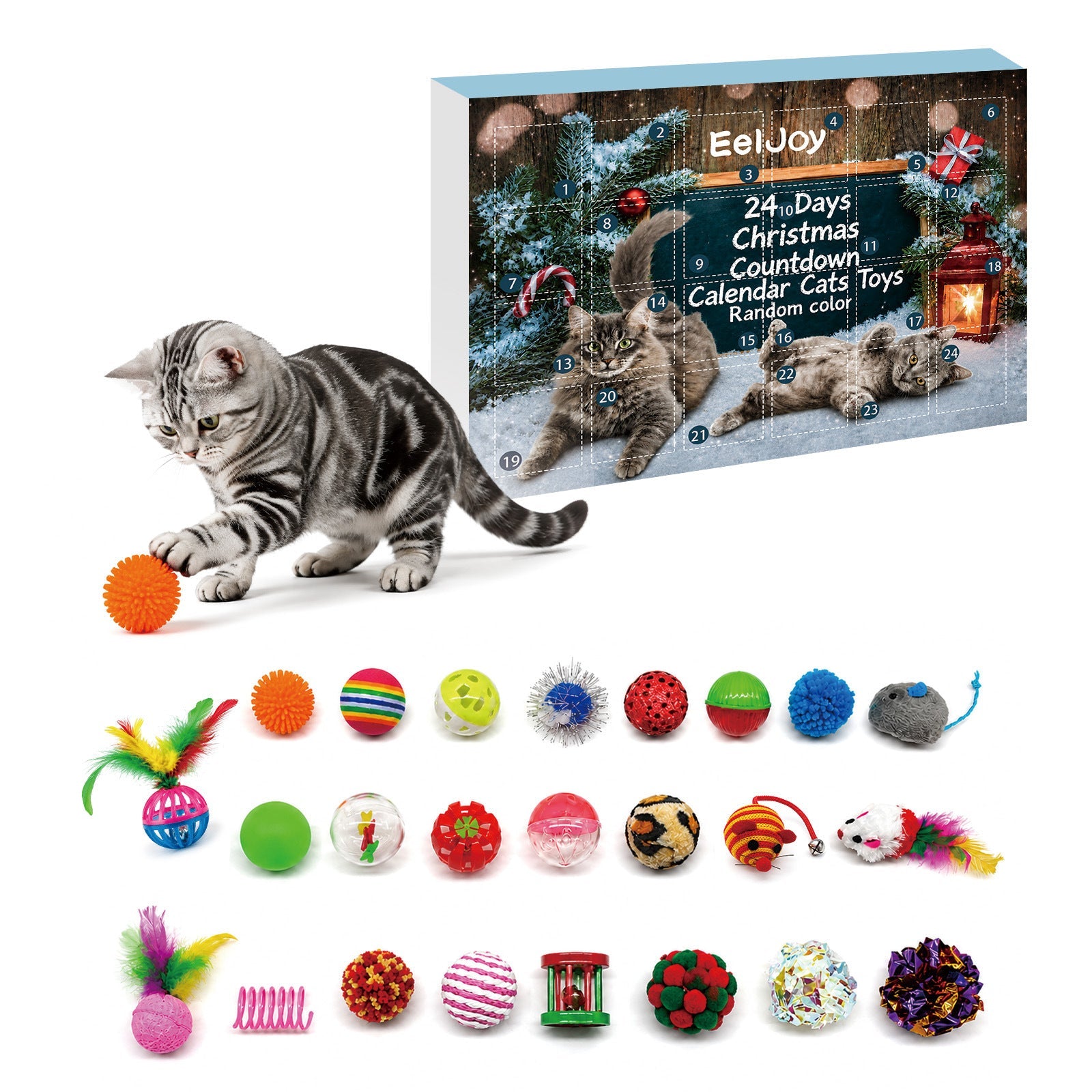 24-Day Christmas Advent Calendar Cat Toy Set