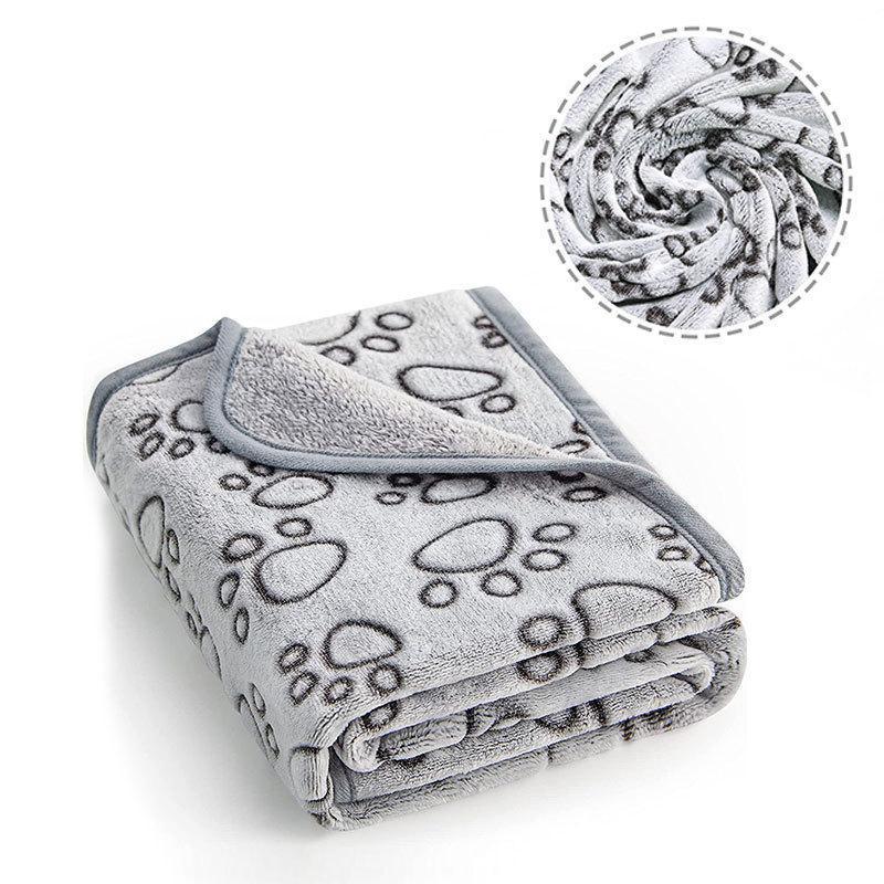 Pet Blanket Warm Cut Flower Footprint Cover Blanket Cat Dog Mat Fleece Embossed Pet Blanket