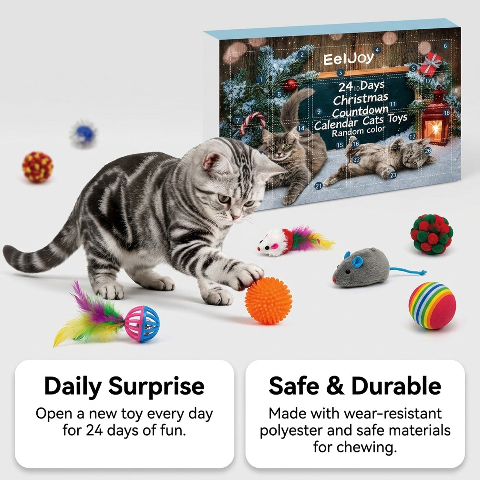 24-Day Christmas Advent Calendar Cat Toy Set