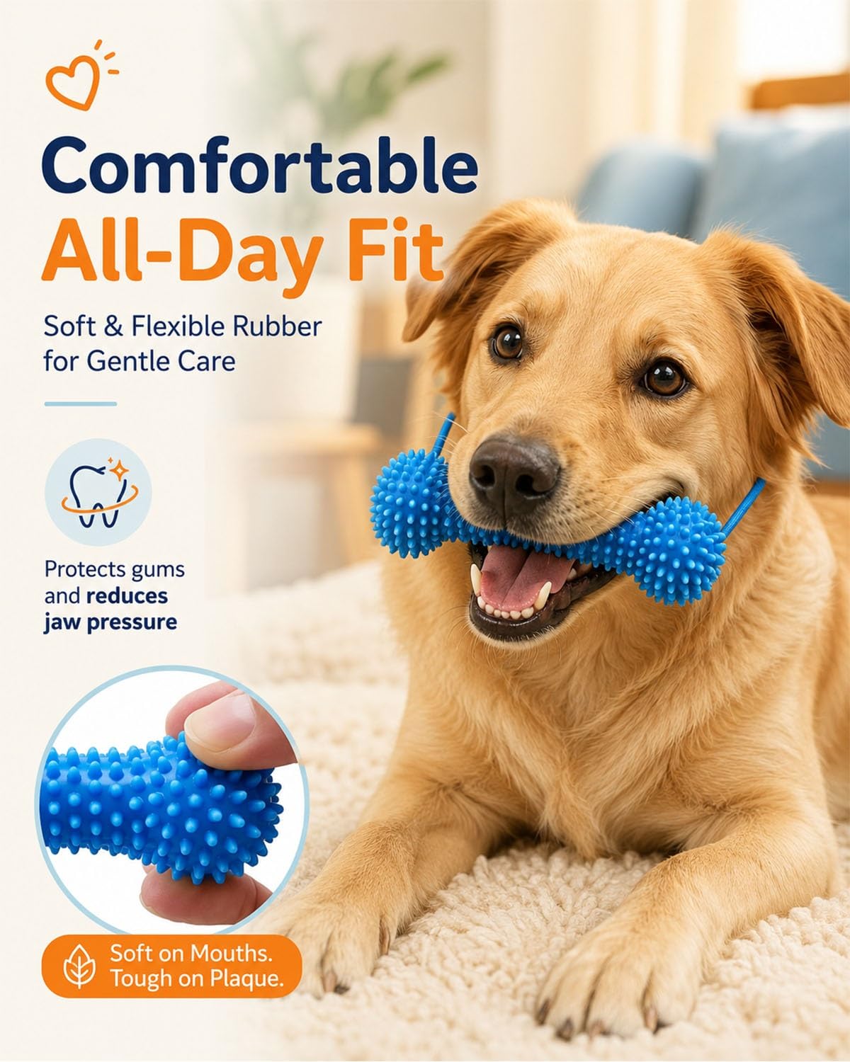 Dual-Action Dog Dental Chew Toy Toothbrush Cleaner