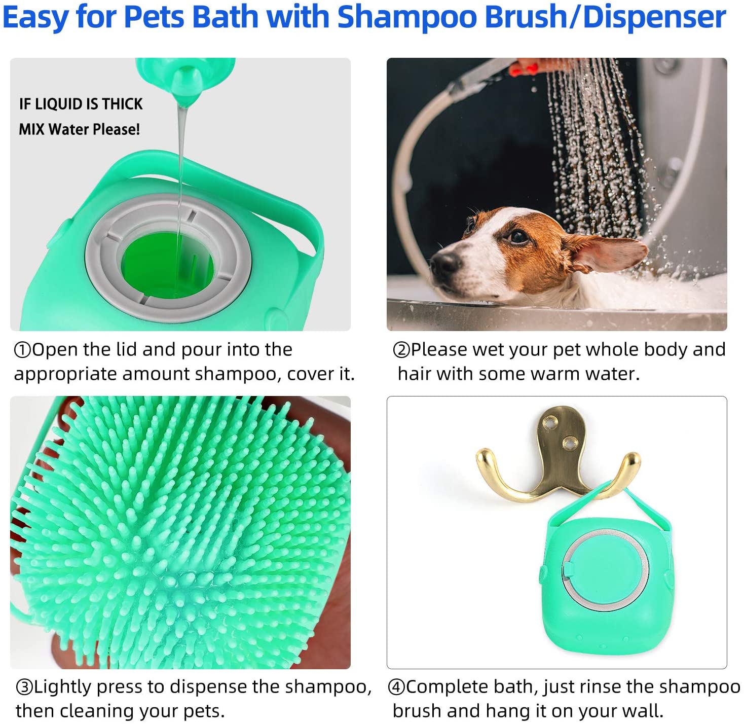 Soft Silicone Pet Shampoo Massager Brush Grooming Scrubber