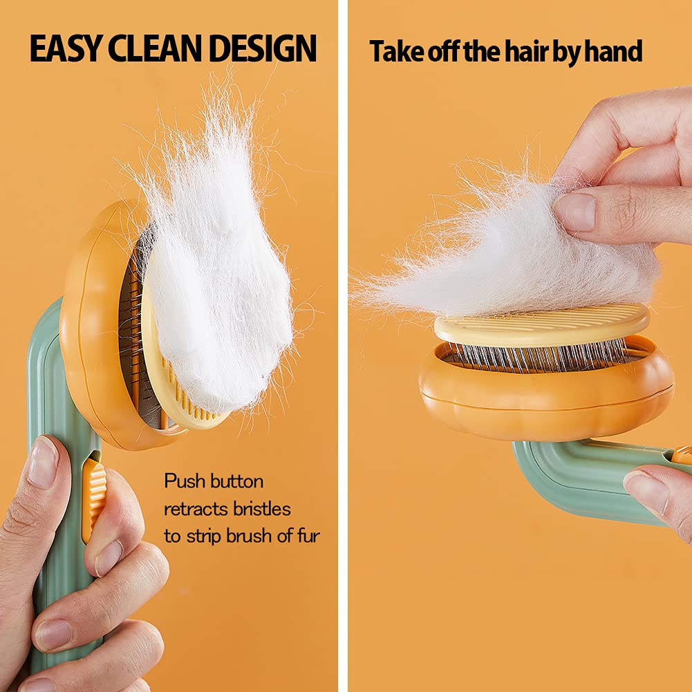 Pumpkin Self-Cleaning Slicker Brush For Dogs Cats