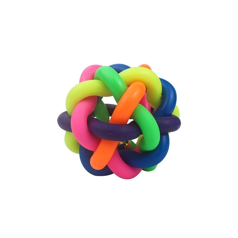 Colorful Woven Pet Toy Ball With Bell