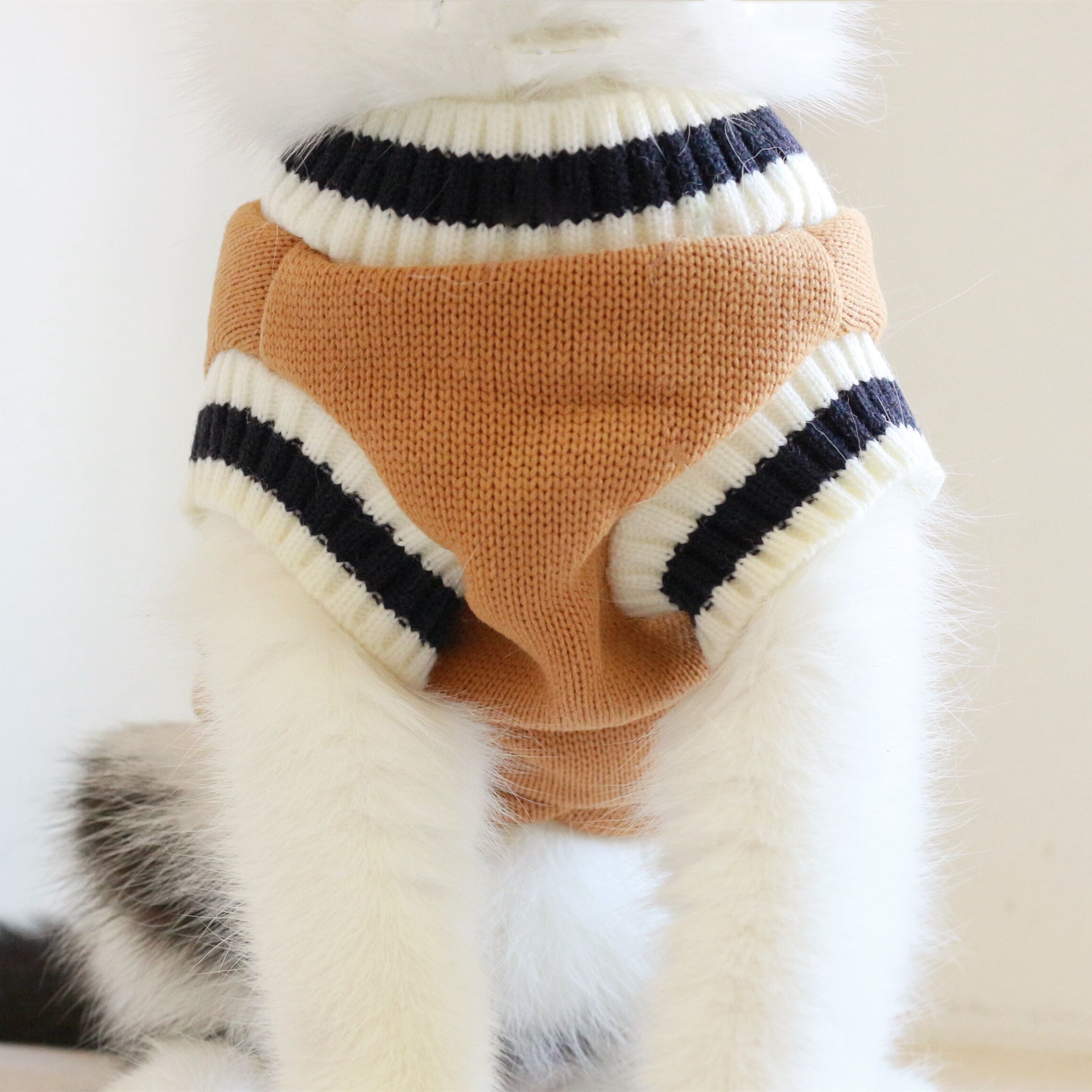 American College Style Fleece Cat Knit Sweater Vest