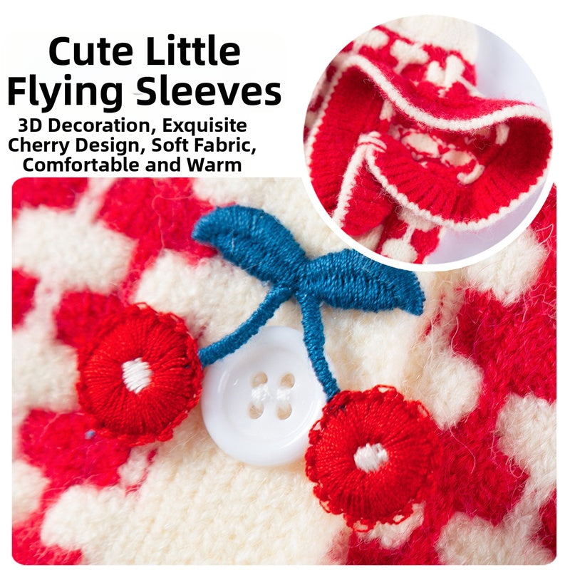 Cute Cherry Knitted Turtleneck Sweater For Small Dogs