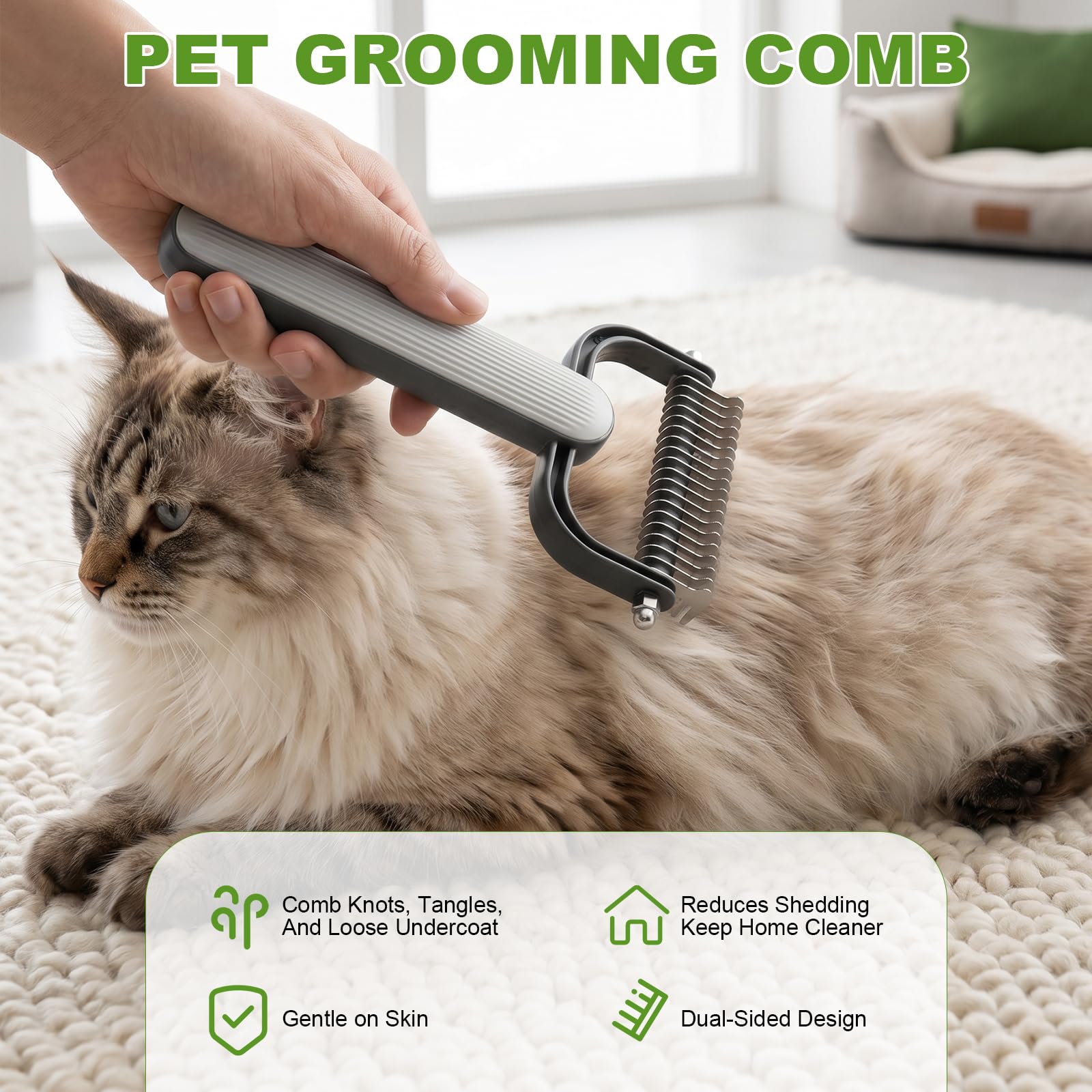 Double-Sided Dematting Comb For Dogs Cats Thick Coats