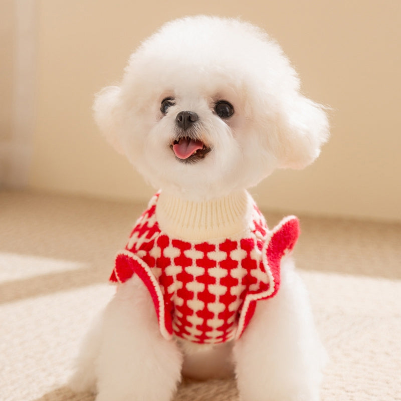 Cute Cherry Knitted Turtleneck Sweater For Small Dogs