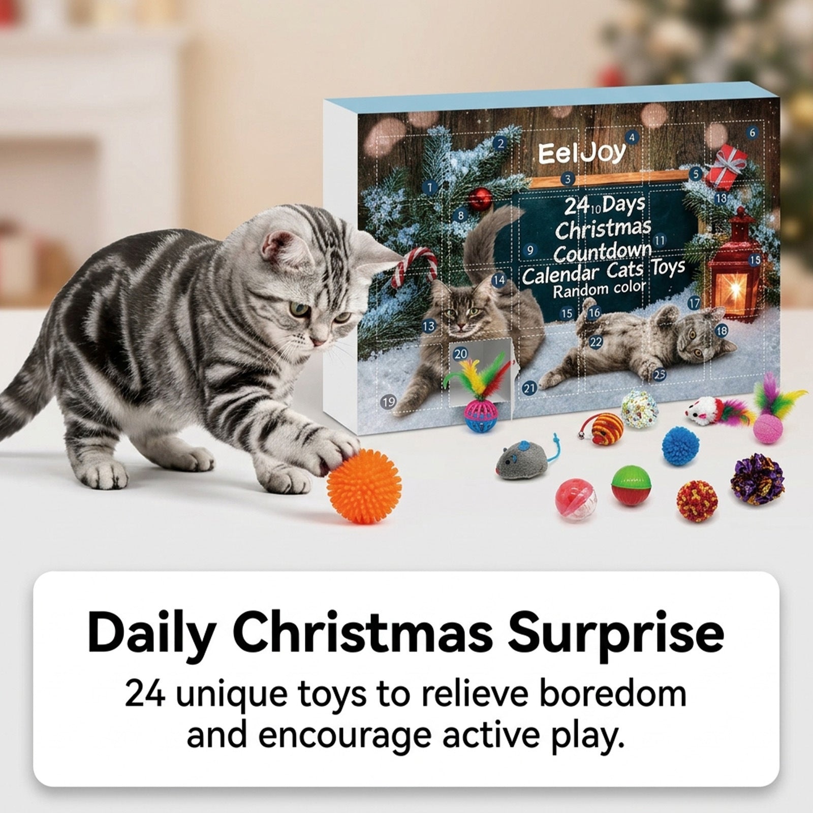 24-Day Christmas Advent Calendar Cat Toy Set