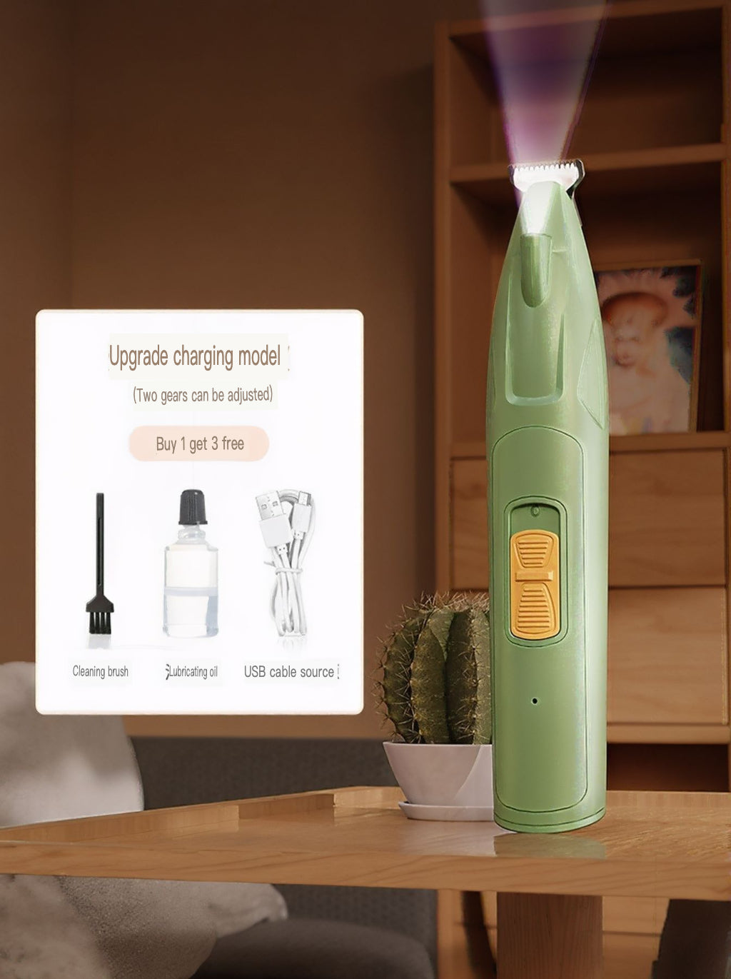 Rechargeable LED Pet Paw Trimmer Low Noise Grooming
