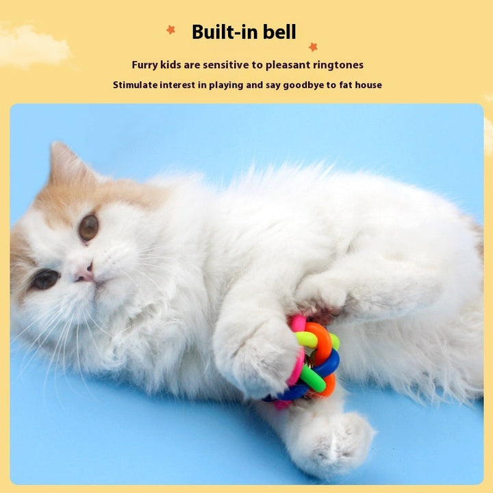Colorful Woven Pet Toy Ball With Bell