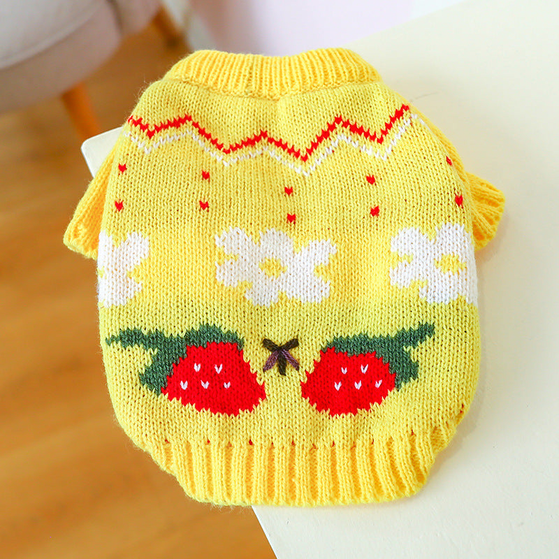 Bowknot Hollow Knit Sweater Costume For Dogs Cats