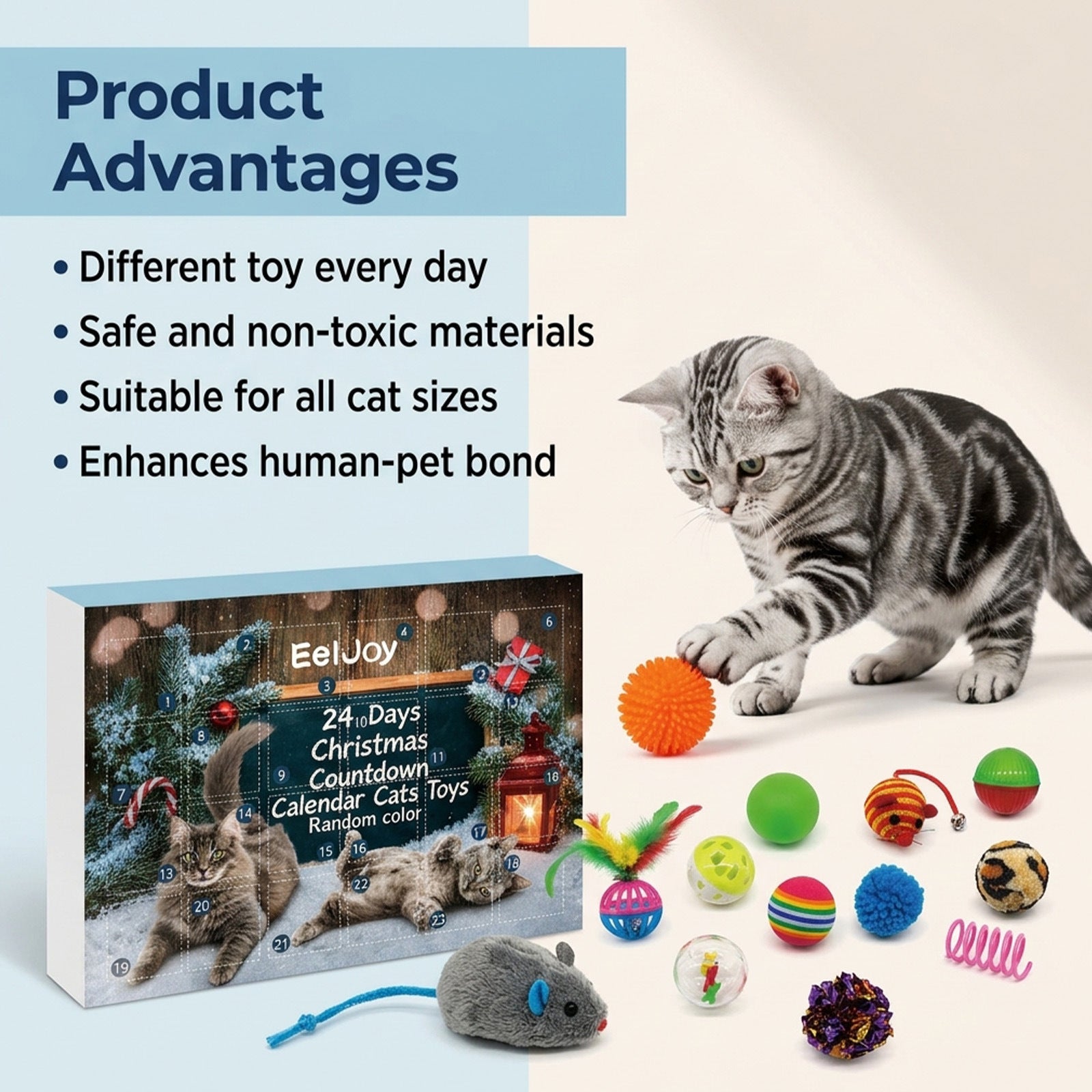 24-Day Christmas Advent Calendar Cat Toy Set