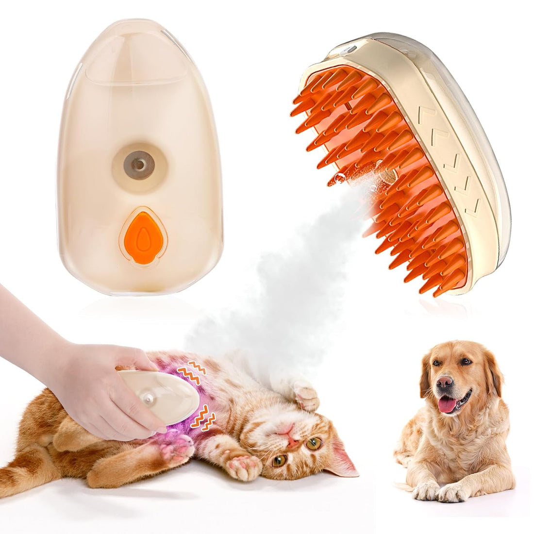 4-In-1 Cat Steam Brush For Shedding Grooming
