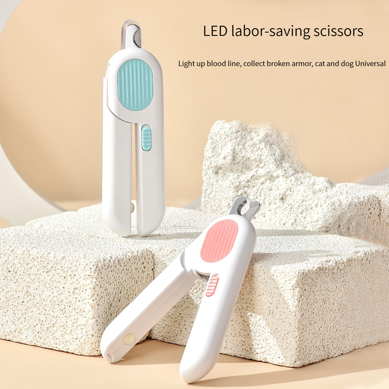 Dog Cat Nail Clippers With LED Light Cut-Hole