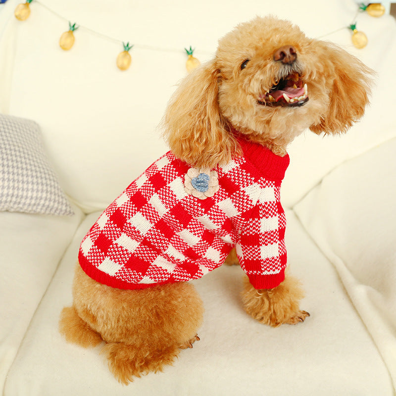 Bowknot Hollow Knit Sweater Costume For Dogs Cats