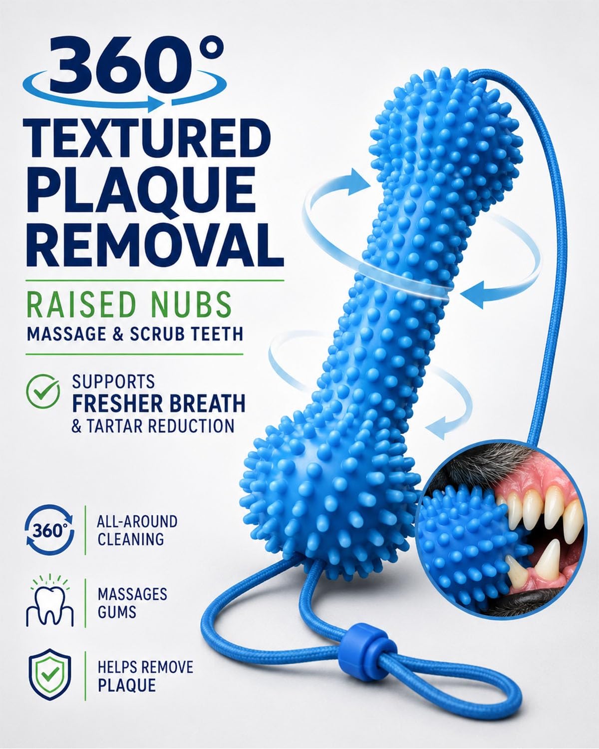 Dual-Action Dog Dental Chew Toy Toothbrush Cleaner