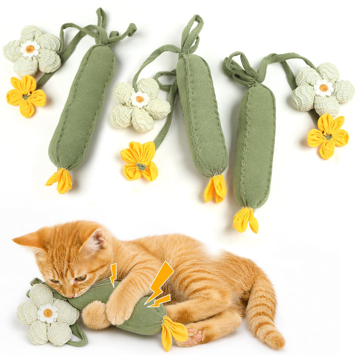 3-Piece Cucumber Catnip Kicker Plush Toys Indoor Cats