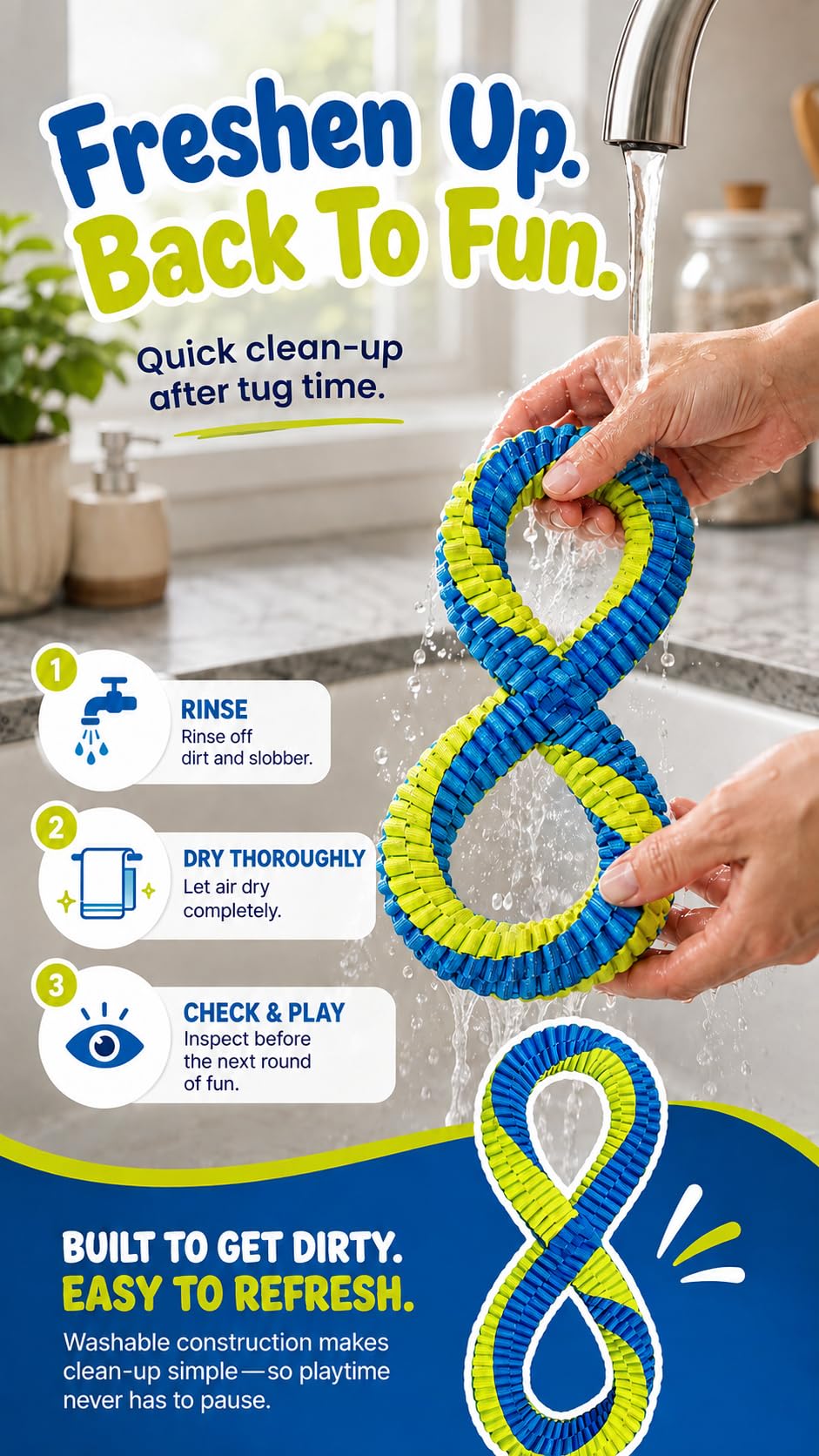 Dental Cleaning Tug Toy Textured Weave Two Loop