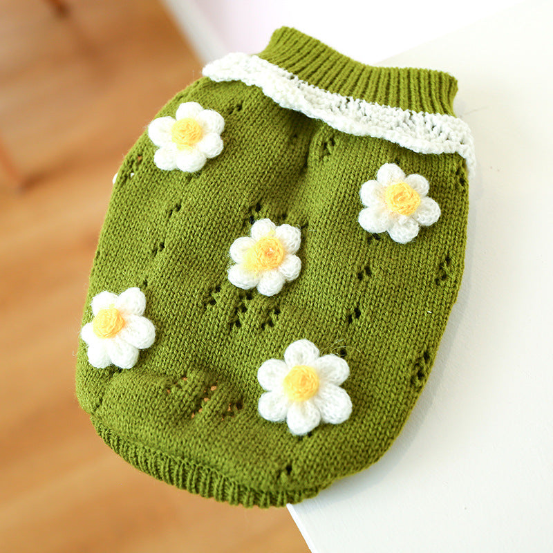 Bowknot Hollow Knit Sweater Costume For Dogs Cats