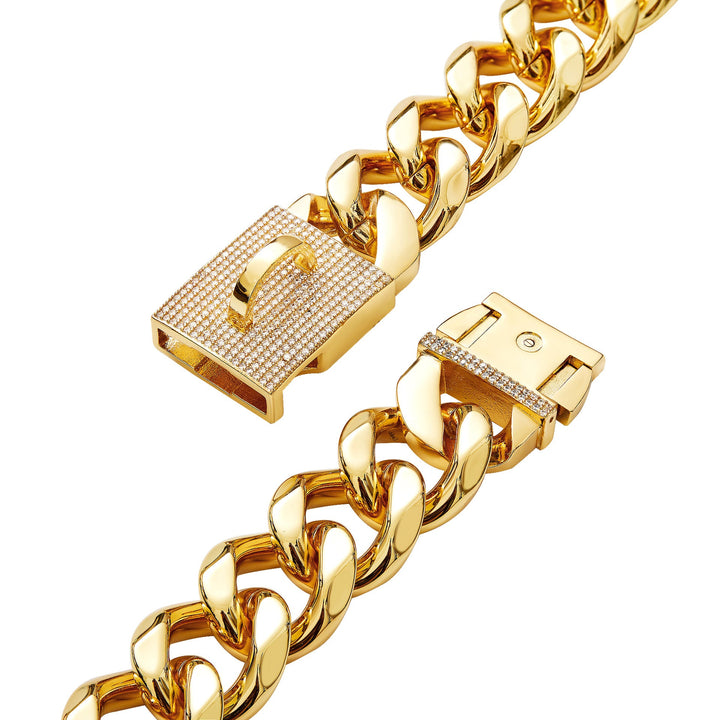 19mm Thick Dog Collar Gold Medium Large