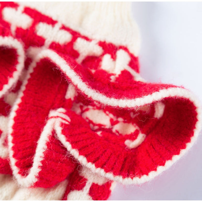 Cute Cherry Knitted Turtleneck Sweater For Small Dogs