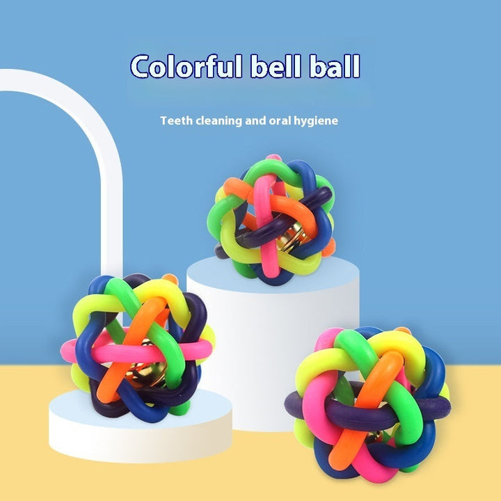Colorful Woven Pet Toy Ball With Bell