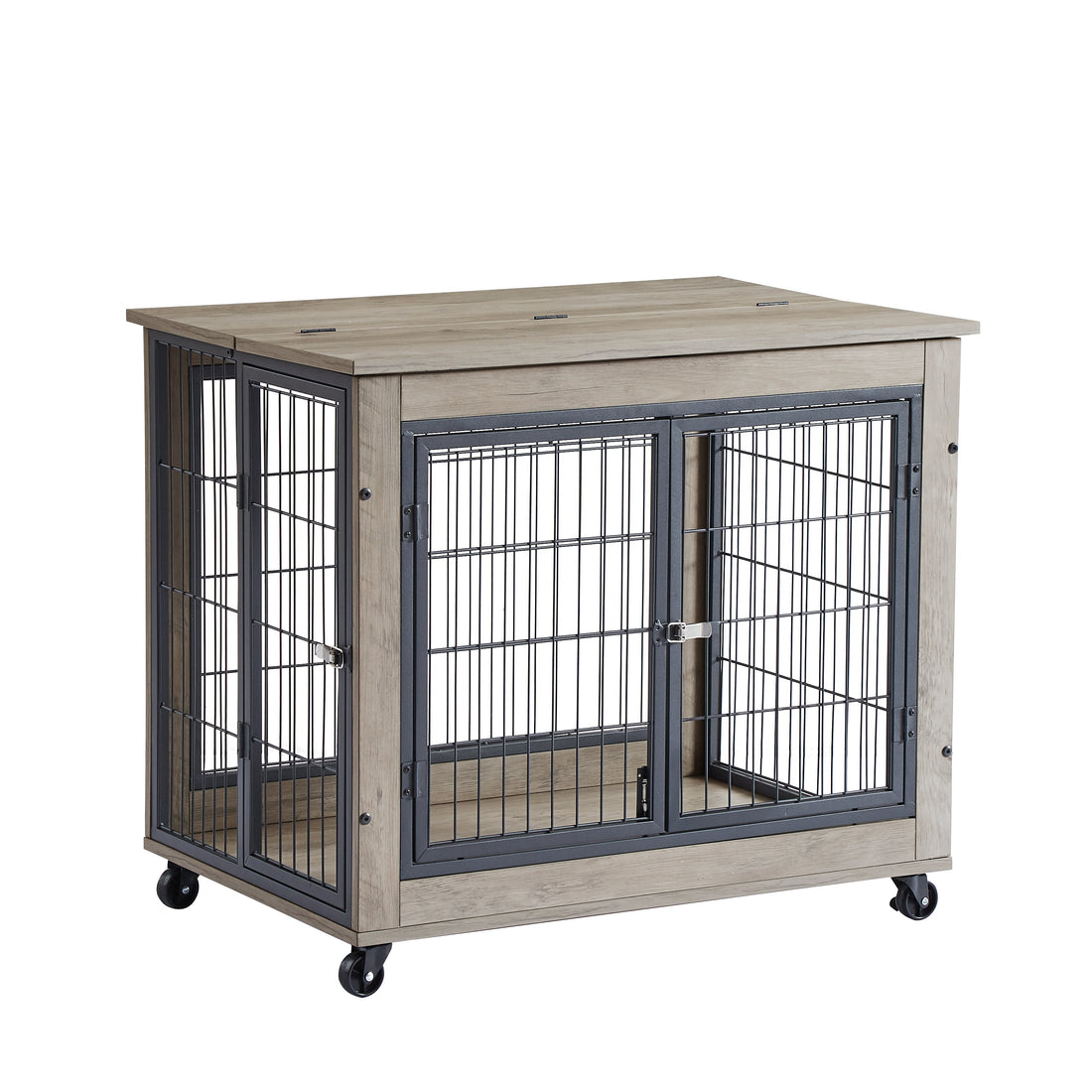 Furniture Dog Cage Crate With Double Doors Casters