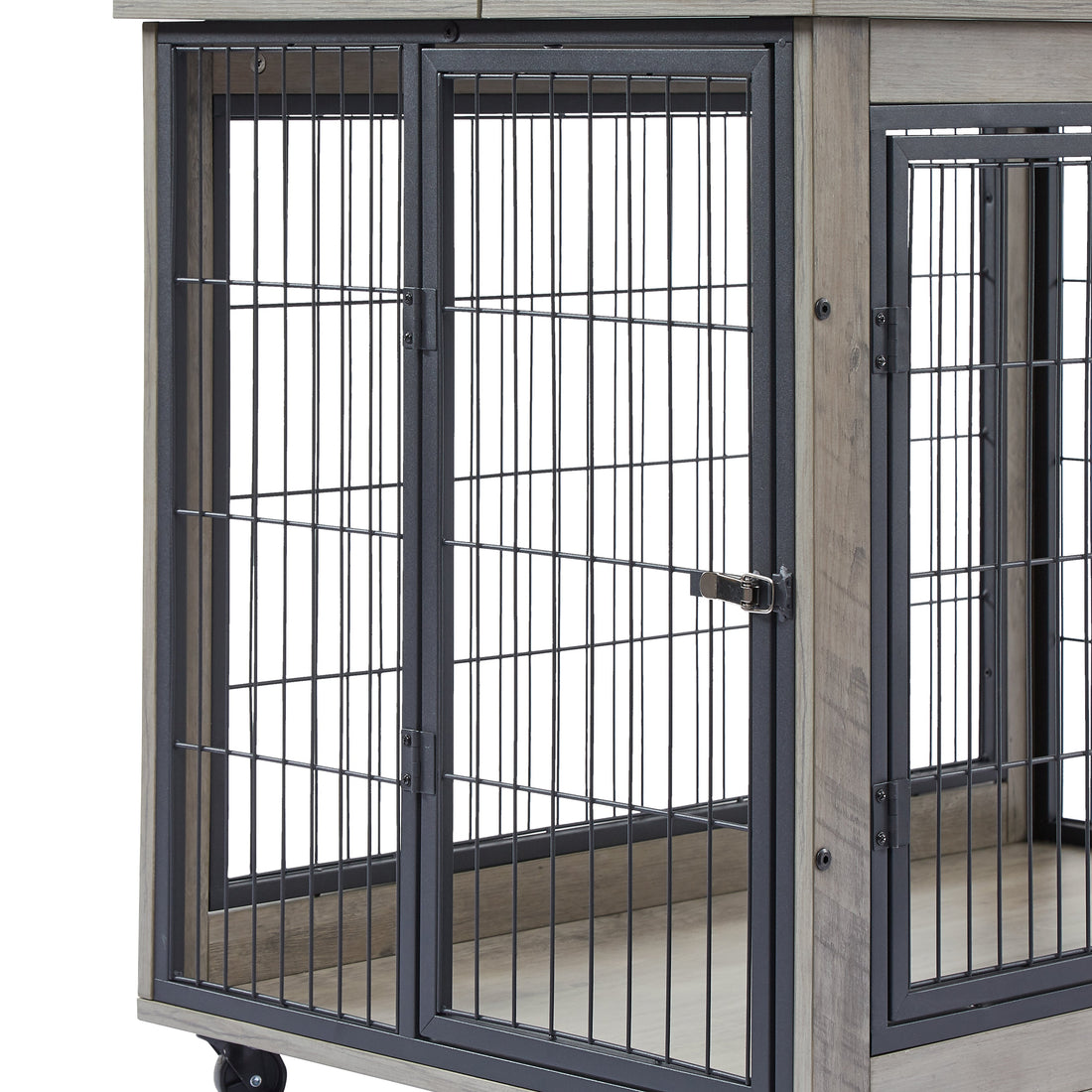 Furniture Dog Cage Crate With Double Doors Casters
