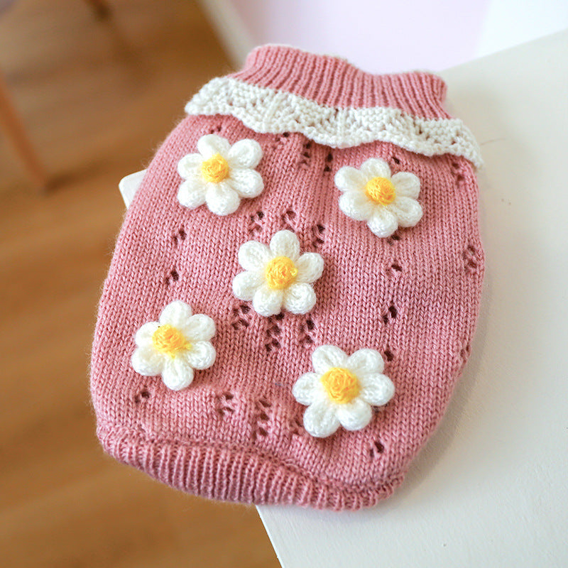 Bowknot Hollow Knit Sweater Costume For Dogs Cats