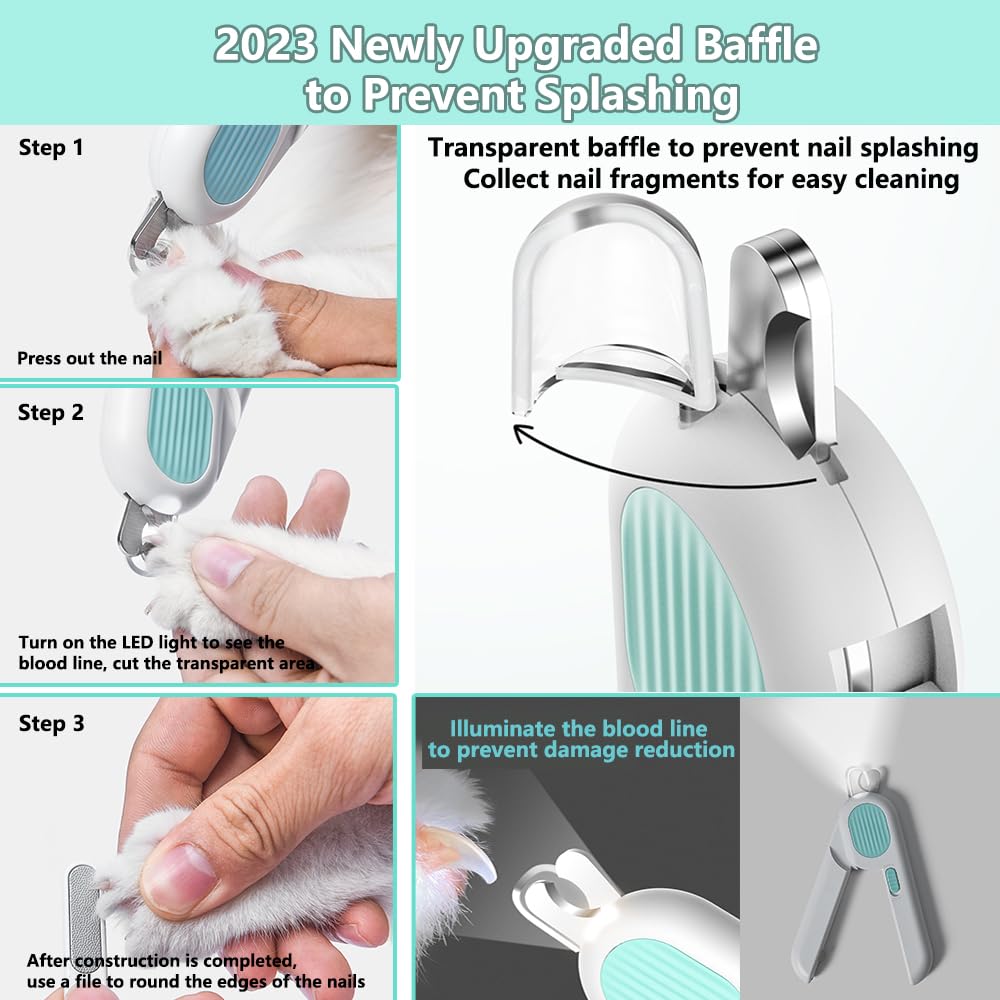 Dog Cat Nail Clippers With LED Light Cut-Hole