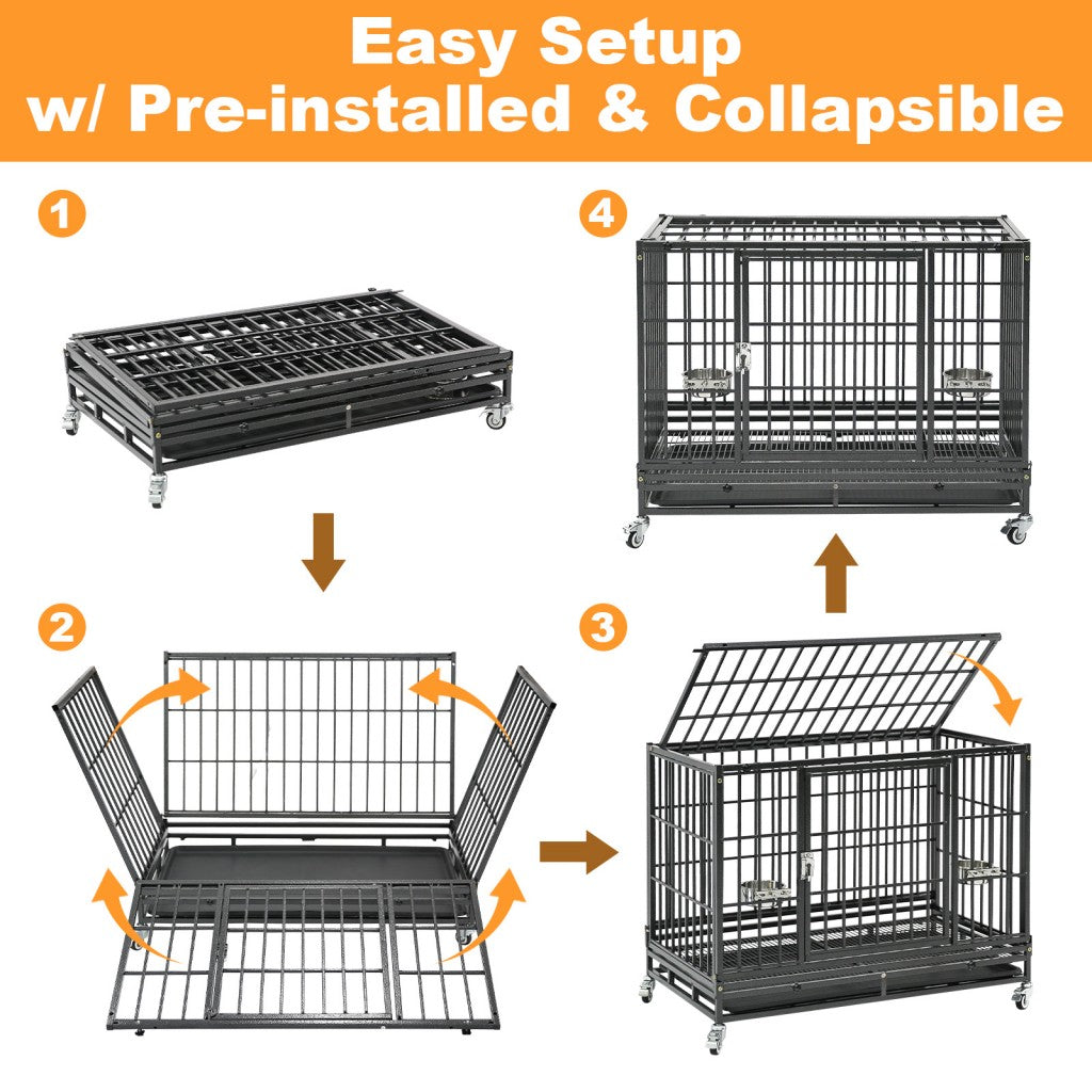 37-Inch Stackable Heavy Duty Dog Crate 371D07