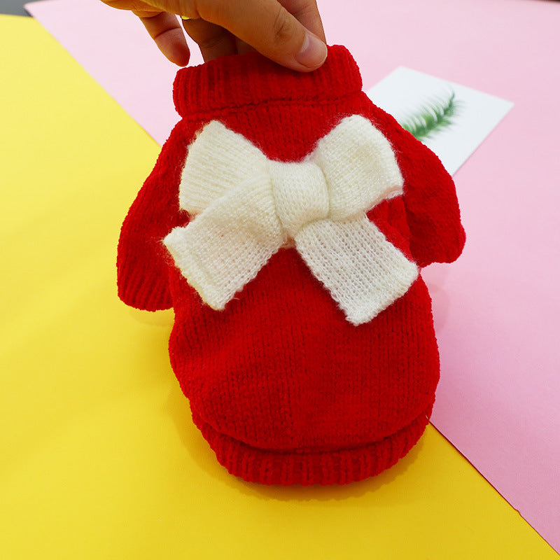 Bowknot Hollow Knit Sweater Costume For Dogs Cats