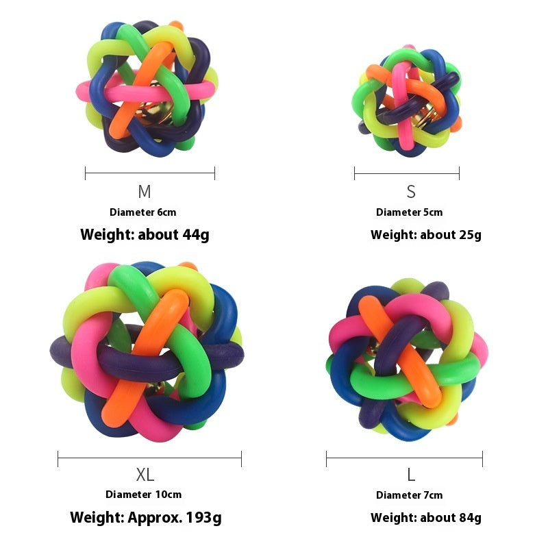 Colorful Woven Pet Toy Ball With Bell