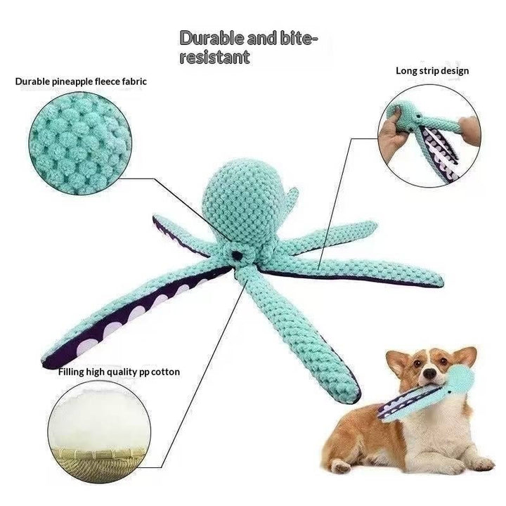 Squeaky Six-Legged Octopus Plush Chew Toy Pets