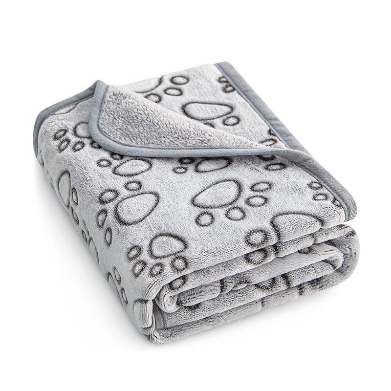 Pet Blanket Warm Cut Flower Footprint Cover Blanket Cat Dog Mat Fleece Embossed Pet Blanket