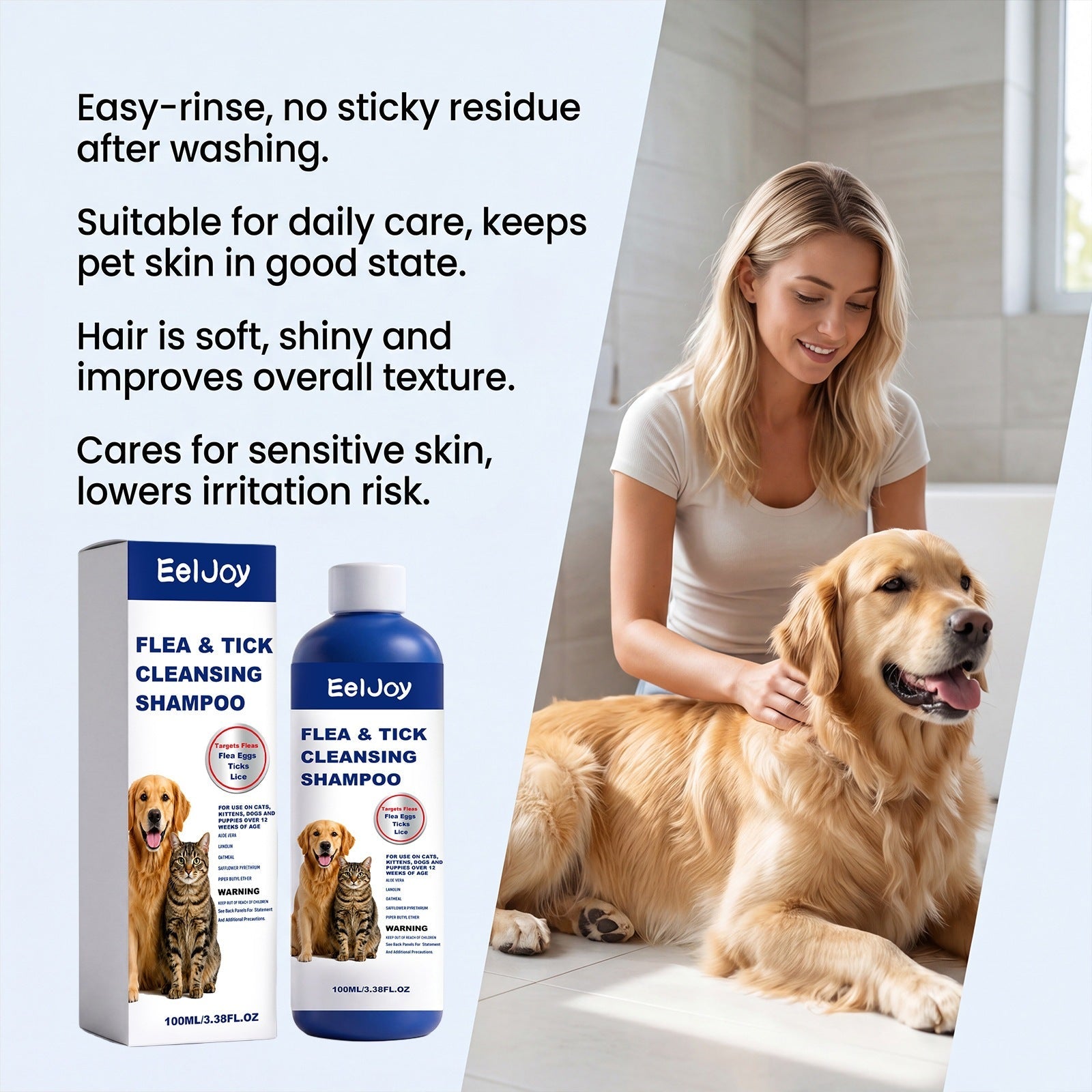 Pet Flea Tick Cleaning Shampoo Gentle Formula