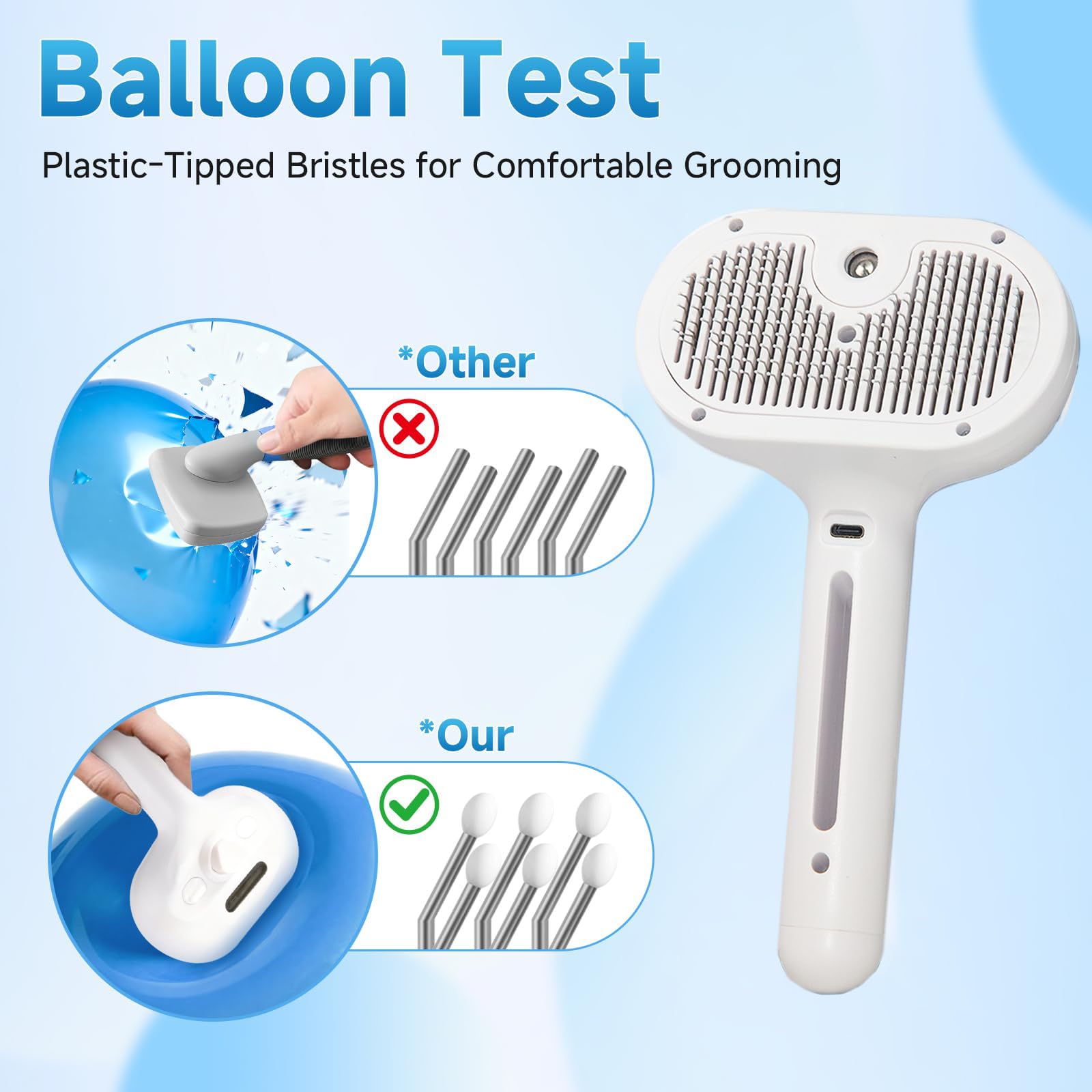 Pet Steam Brush Self-Cleaning Cool Mist Grooming Comb
