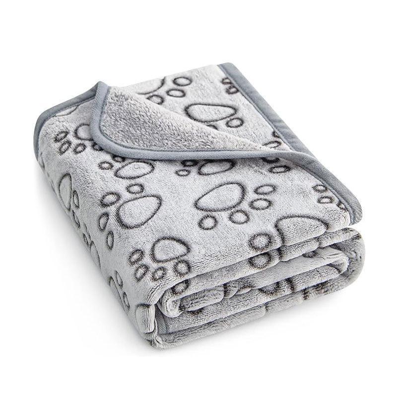 Pet Blanket Warm Cut Flower Footprint Cover Blanket Cat Dog Mat Fleece Embossed Pet Blanket