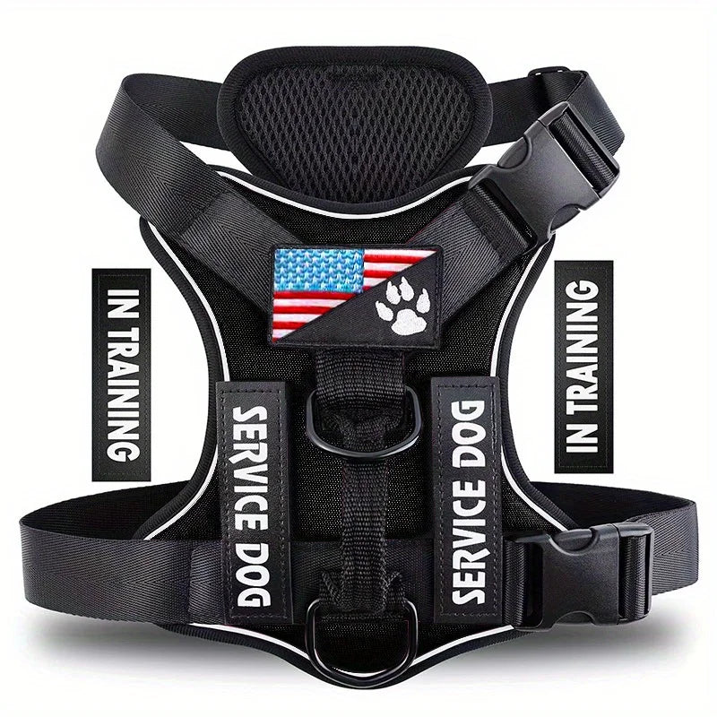 Reflective Service Dog Vest Harness With Five Patches