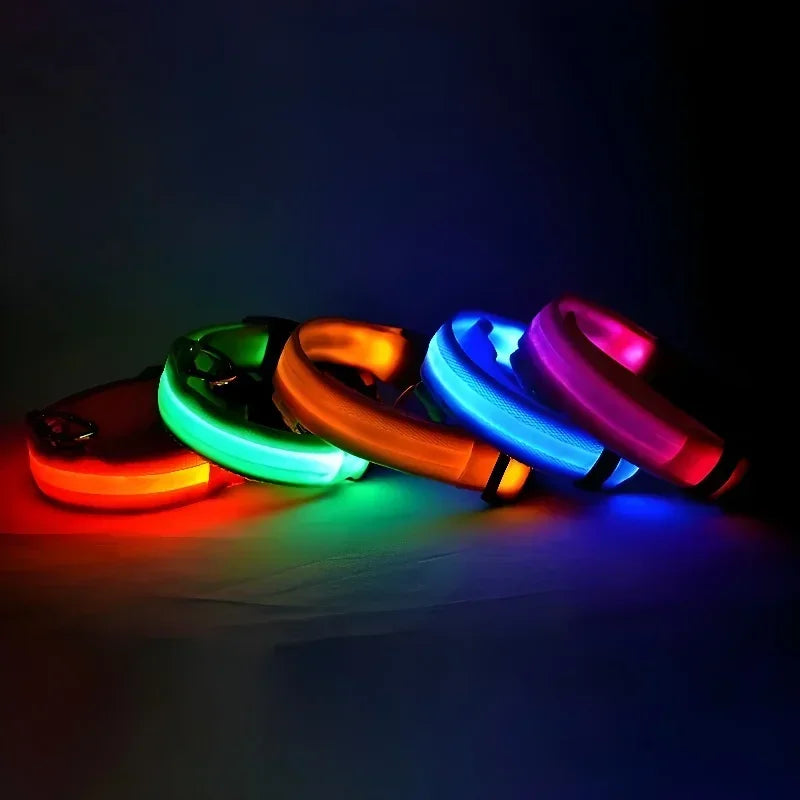 Nylon LED Dog Collar Flashing Glow Night Safety