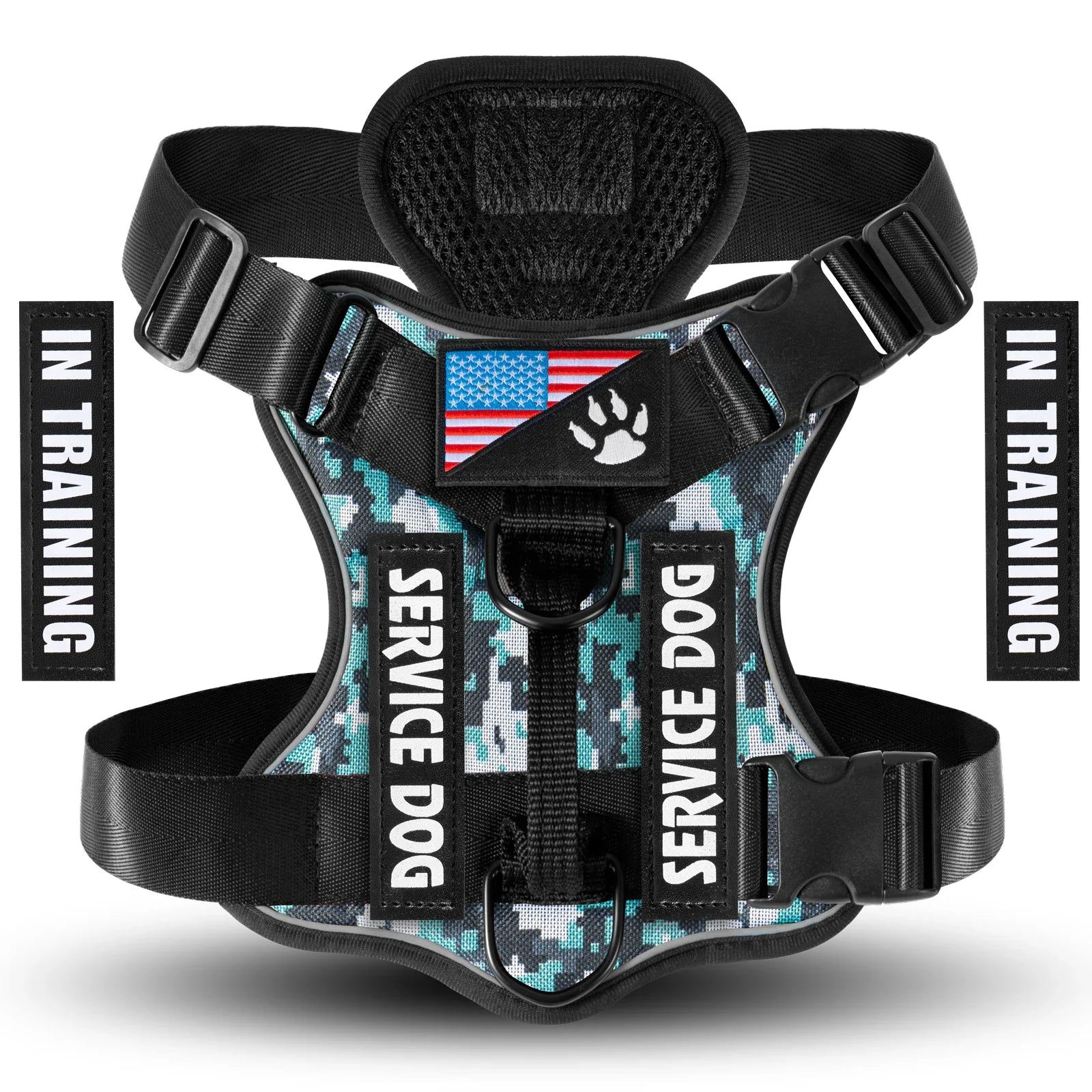 Reflective Service Dog Vest Harness With Five Patches