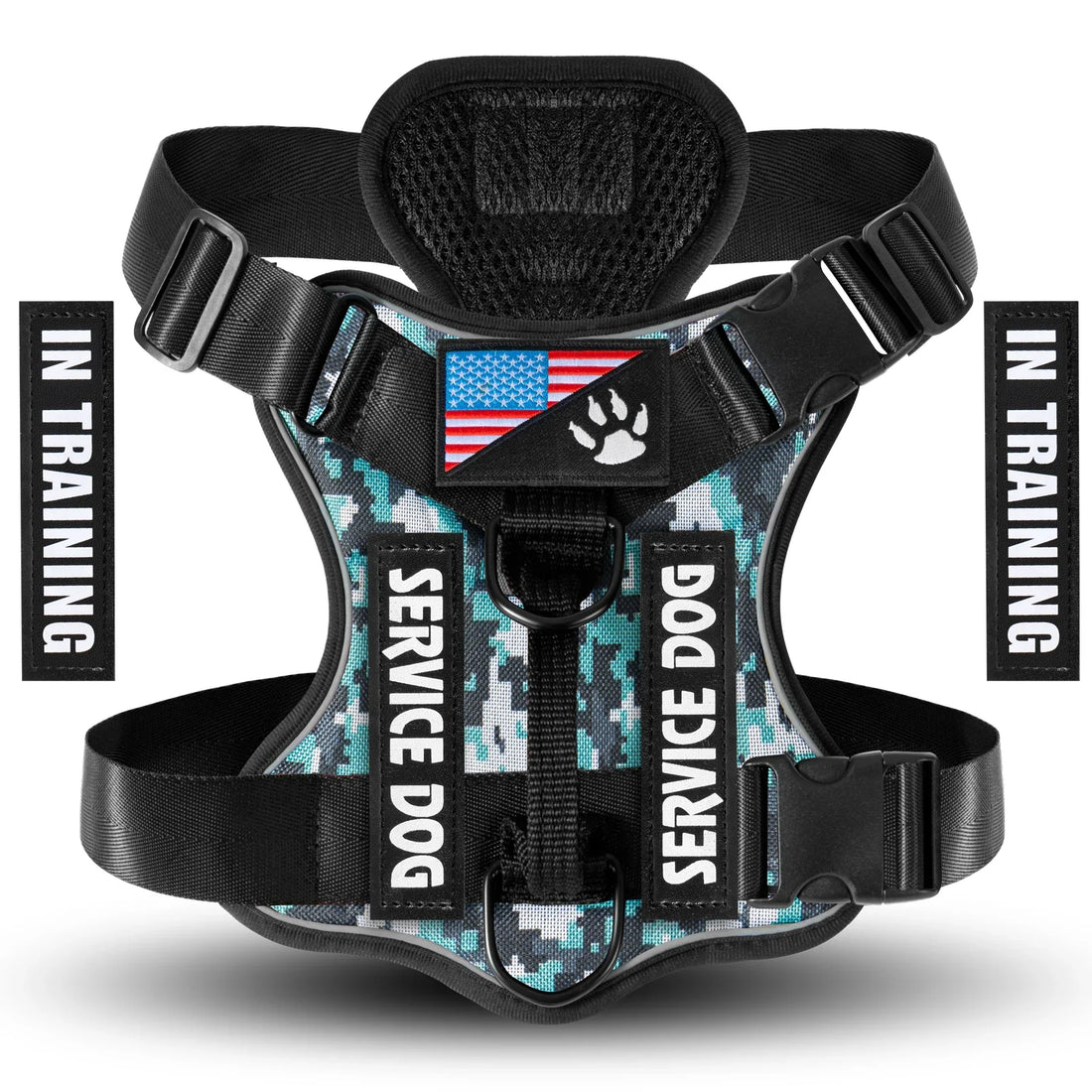 Reflective Service Dog Vest Harness With Five Patches
