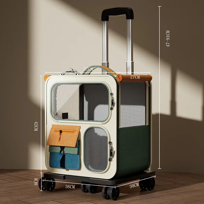 Rolling Cat Carrier With Wheels For Large Pets