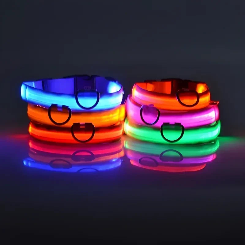 Nylon LED Dog Collar Flashing Glow Night Safety