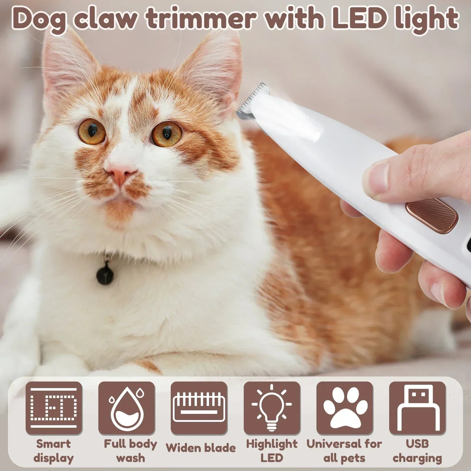 Waterproof Dog Paw Trimmer With LED Display Light