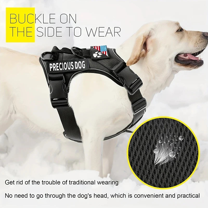Reflective Service Dog Vest Harness With Five Patches