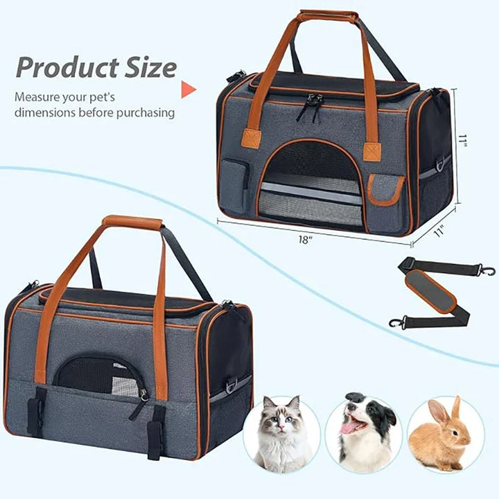 Anti-Collapse Pet Carrier Bag With Storage Pockets Travel