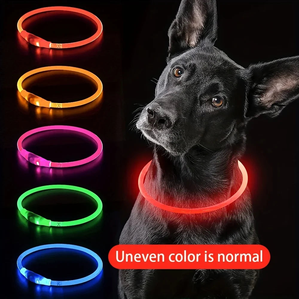 LED Light Dog Collar USB Rechargeable Luminous Safety