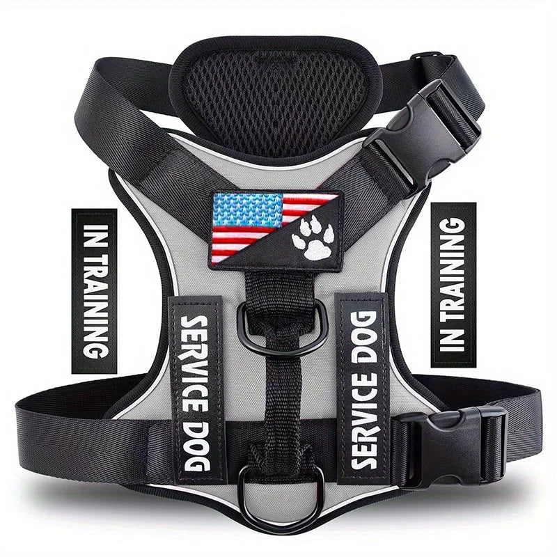 Reflective Service Dog Vest Harness With Five Patches